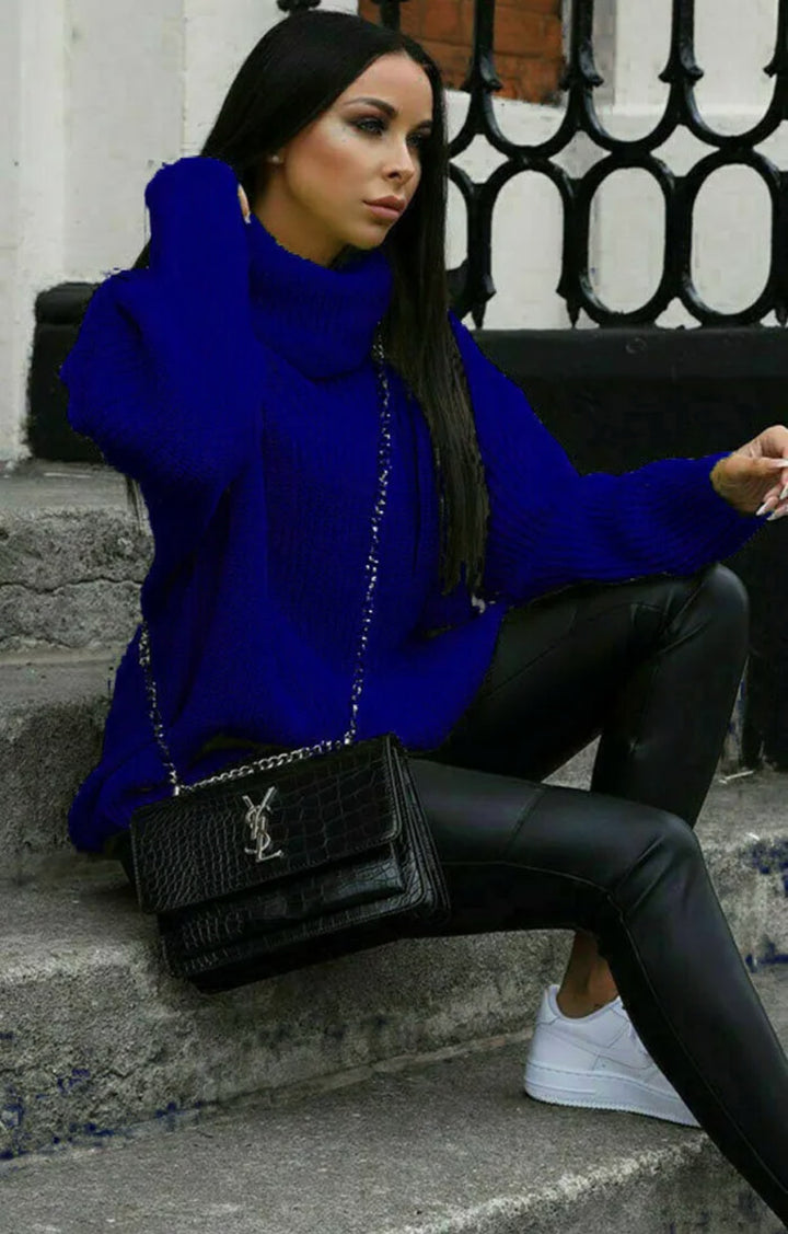 Pull en maille pour femmes avec col montant et coupe haute Chic & Stil