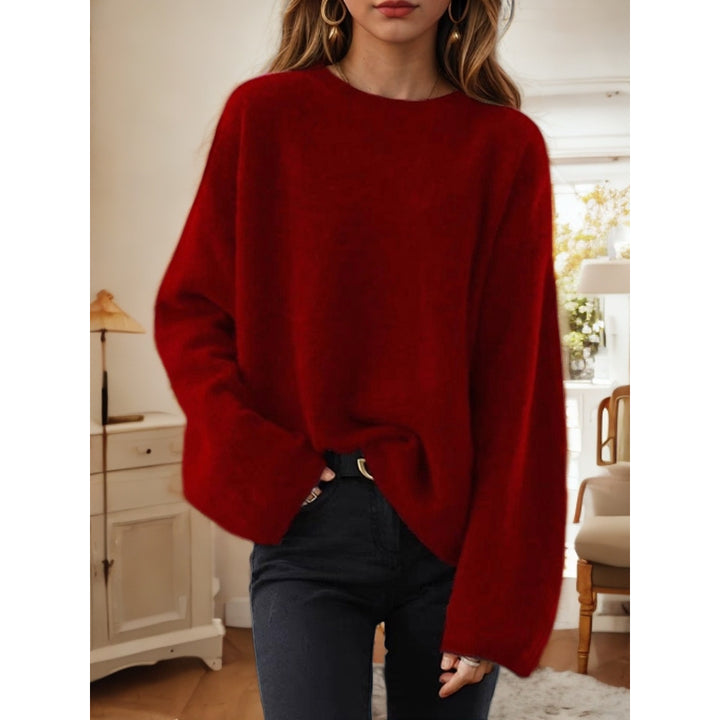 Ladies Comfortable Knit Sweater with Loose Fit and Wide Sleeves Lune London