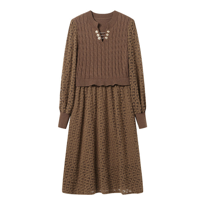 Robe en tricot pour femmes avec corsage structuré et partie jupe élégante Chic & Stil