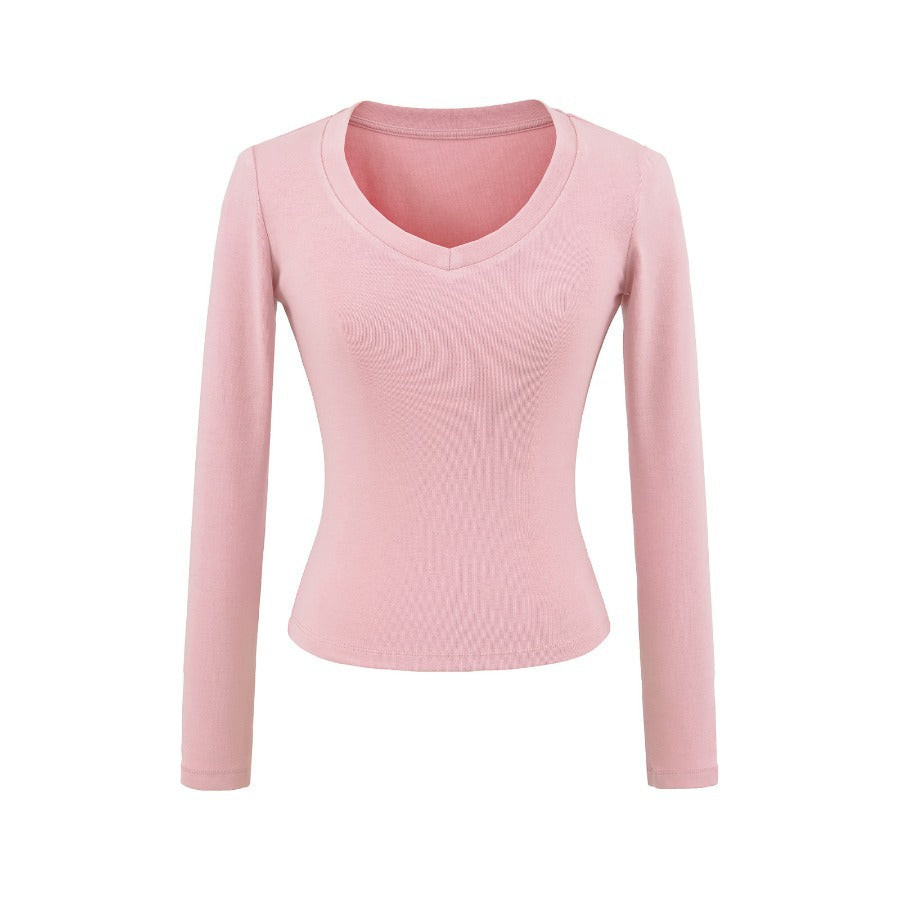 Long sleeve V-neck fitted women's T-shirt Lune London