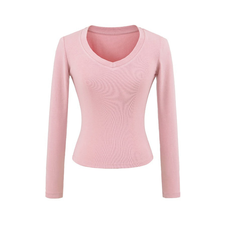 Long sleeve V-neck fitted women's T-shirt Lune London