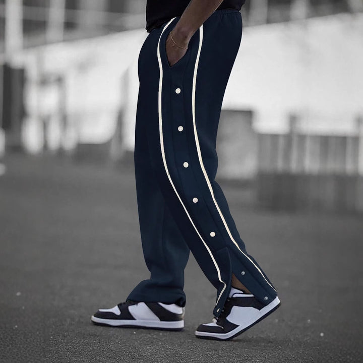 Sporty casual pants for men with side snap buttons Lune London