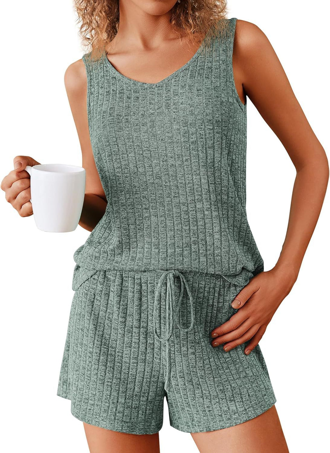 Casual ribbed lounge set for women with adjustable waist Lune London