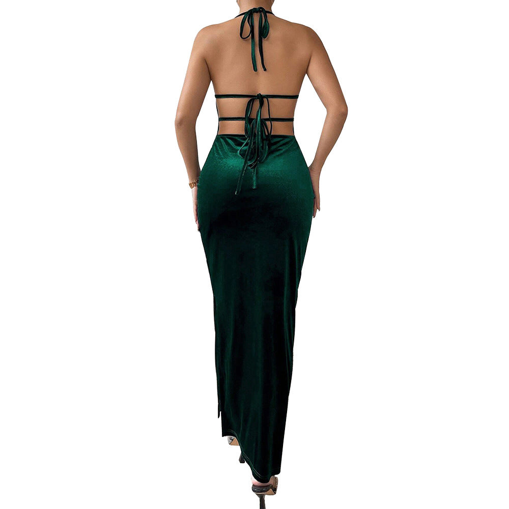 Robe maxi pour femmes avec un design de bretelles élégant et une fente sur le côté Chic & Stil