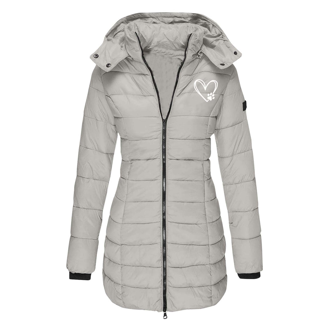 Ladies winter quilted down jacket with removable hood Lune London