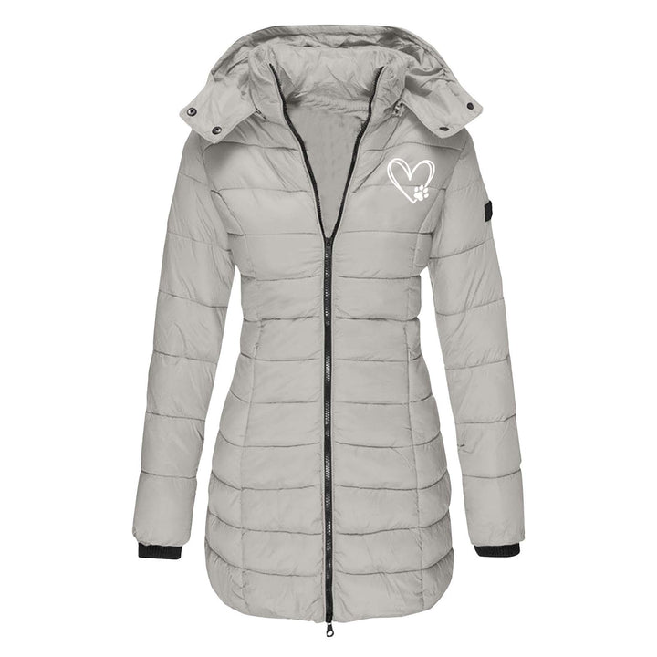 Ladies winter quilted down jacket with removable hood Lune London