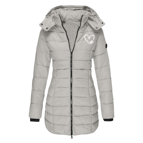 Ladies winter quilted down jacket with removable hood Lune London
