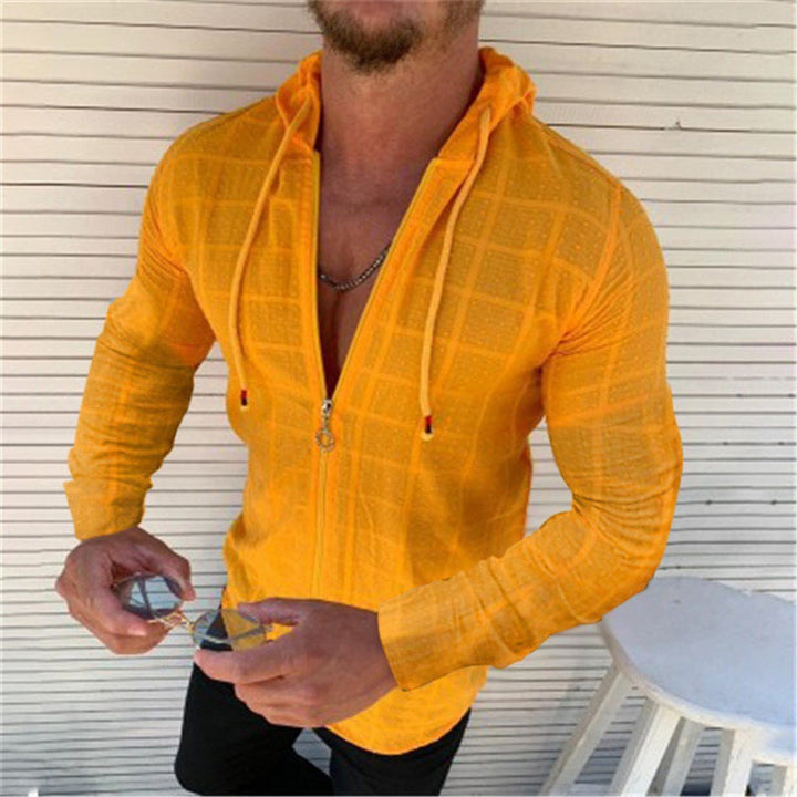 Men's Sporty Long Sleeve Jacket with Innovative Texture Pattern and Practical Zipper Lune London