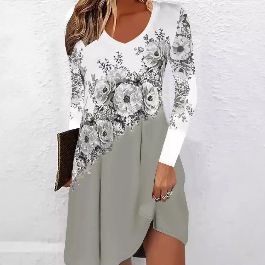 Women Elegant Wrap Dress with Floral Accents and V Neck Lune London