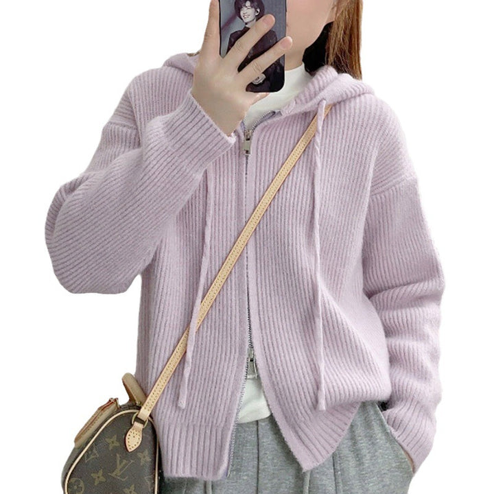 Ladies Zip-Hoodie with ribbed structure and kangaroo pocket Lune London