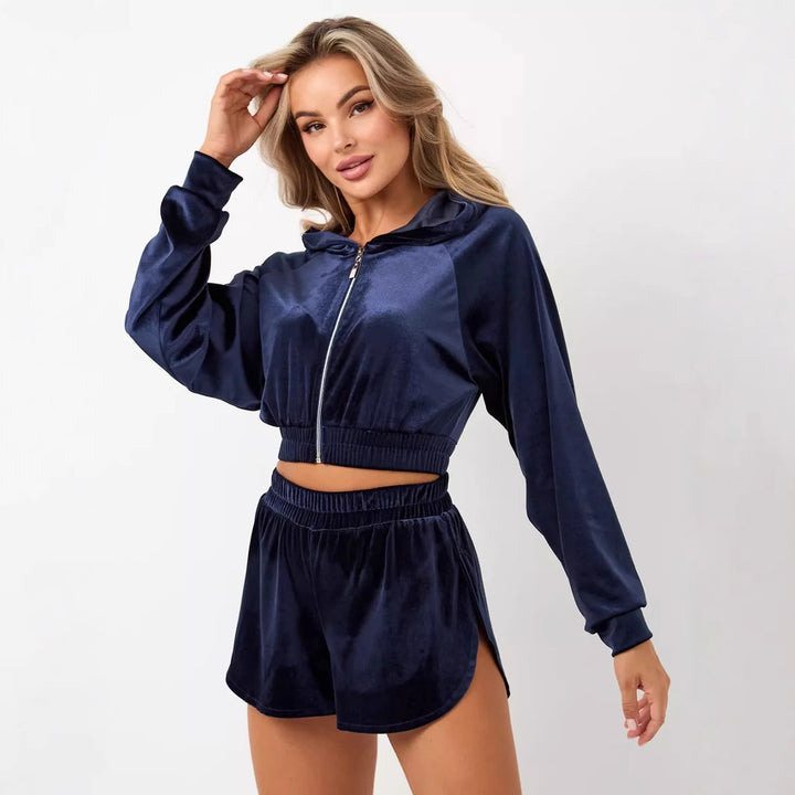 Ladies elegant Fleece-Hoodie with high collar and zipper Lune London