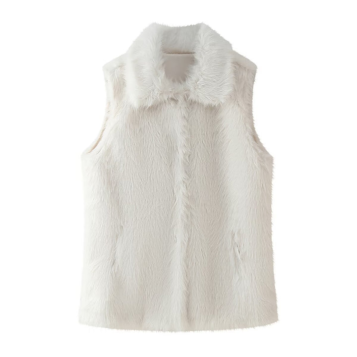 Cozy women's vest in faux fur with elegant high collar Lune London