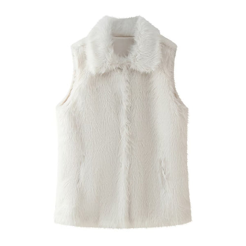 Cozy women's vest in faux fur with elegant high collar Lune London