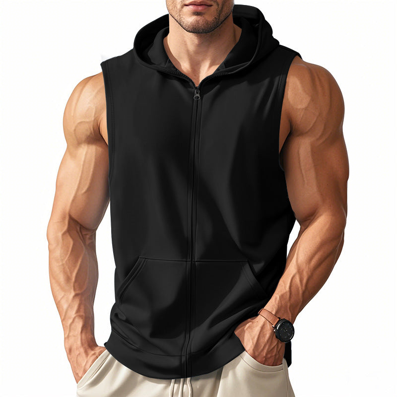 Hooded vest for men with practical pockets and full zip Lune London