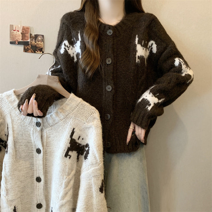 Women Knitted gilet with animal patterns and comfortable oversized cut Lune London