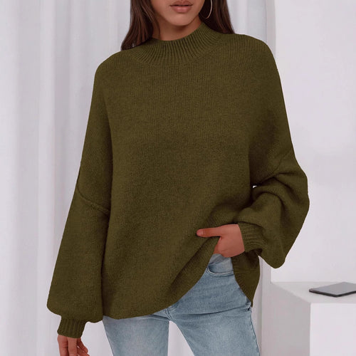 Ladies oversized knit sweater with comfortable fit and high collar Lune London