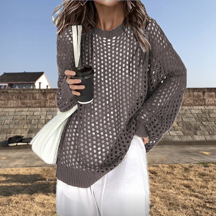 Lightweight knit sweater for women with a trendy mesh structure Lune London