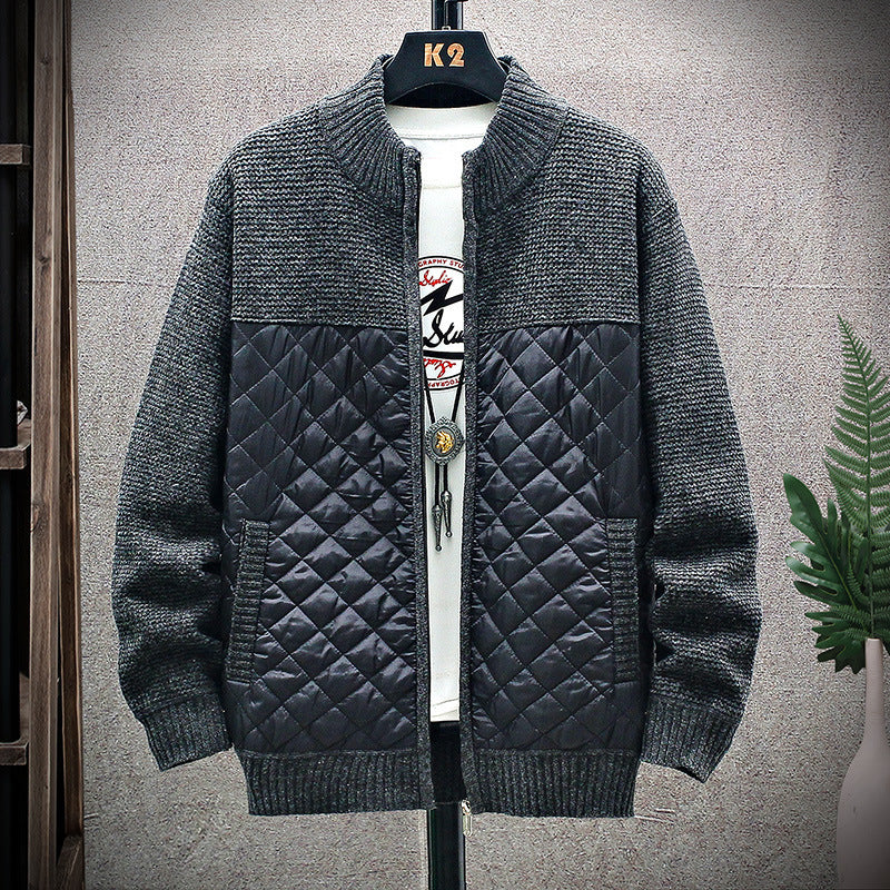 Modern quilted jacket for men with knit top and high collar Lune London