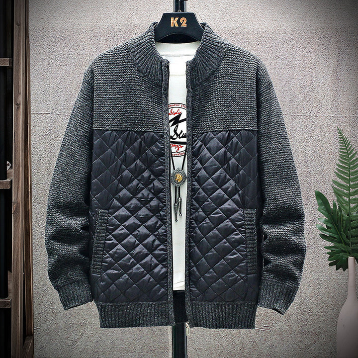 Modern quilted jacket for men with knit top and high collar Lune London