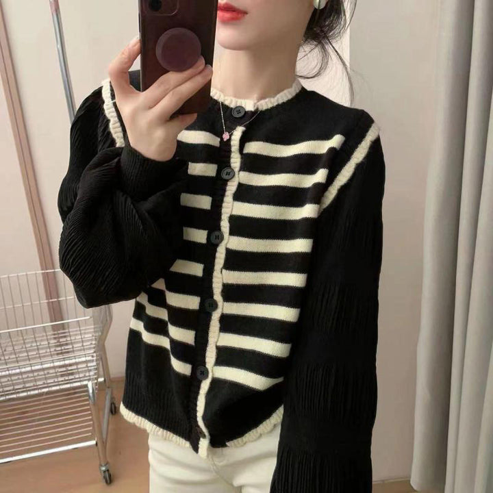 Cardigan femme avec des manches volumineuses et un motif rayé Chic & Stil