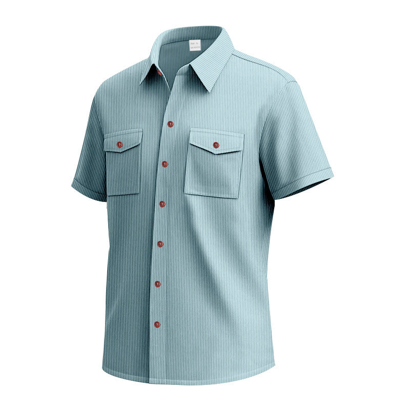 Short sleeve shirt for men with a practical striped pattern and two chest pockets Lune London
