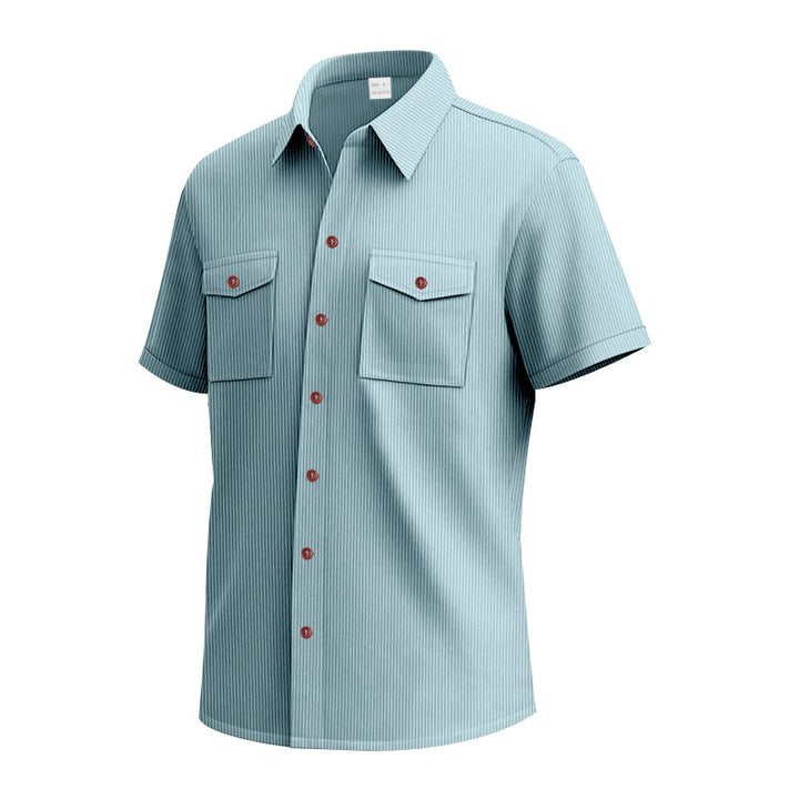 Short sleeve shirt for men with a practical striped pattern and two chest pockets Lune London