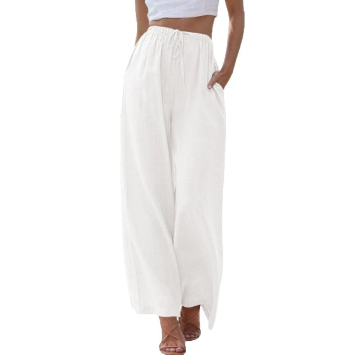 Wide palazzo pants for women with elastic waistband and side pockets Lune London