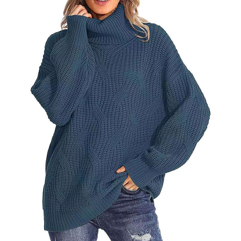 Pull en tricot pour femme avec col haut et look de point texturé Chic & Stil