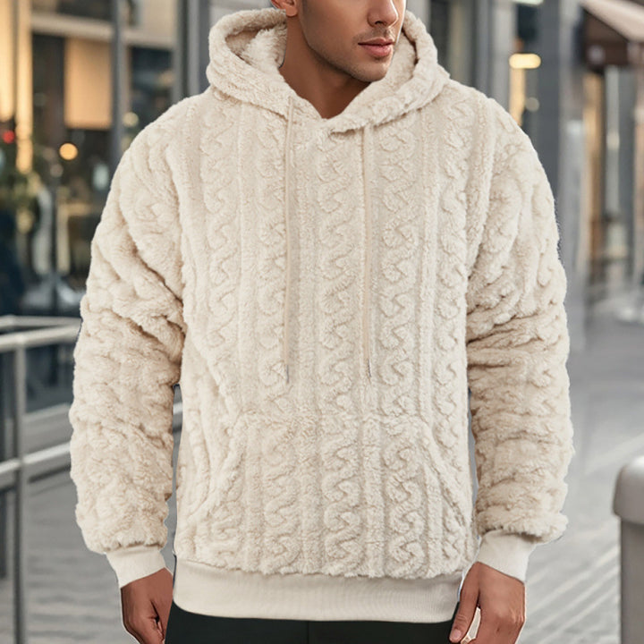 Ladies Cozy Fleece Hoodie with Textured Pattern Lune London