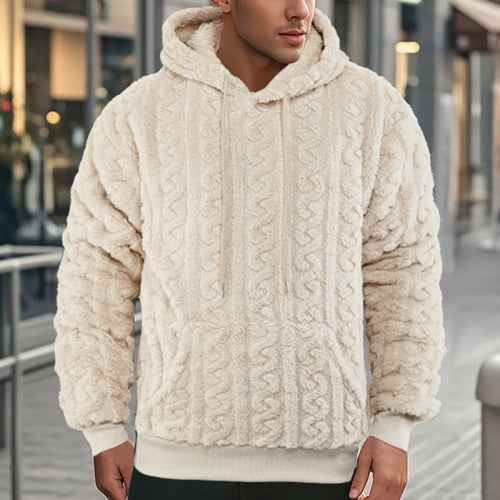 Ladies Cozy Fleece Hoodie with Textured Pattern Lune London