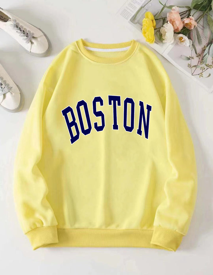 Women casual sweatshirt with Boston print Chic & Stil