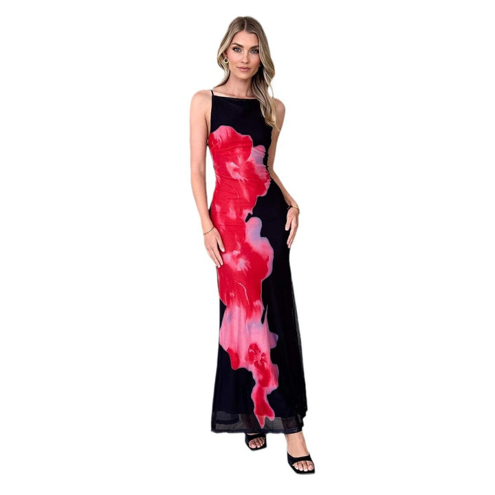 Elegant Maxi Dress for Women with Floral Print and Fine Straps Chic & Stylish