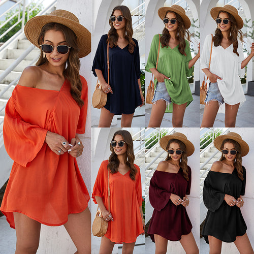 Casual kaftan dress for women with V-neck and 3/4 sleeves Lune London