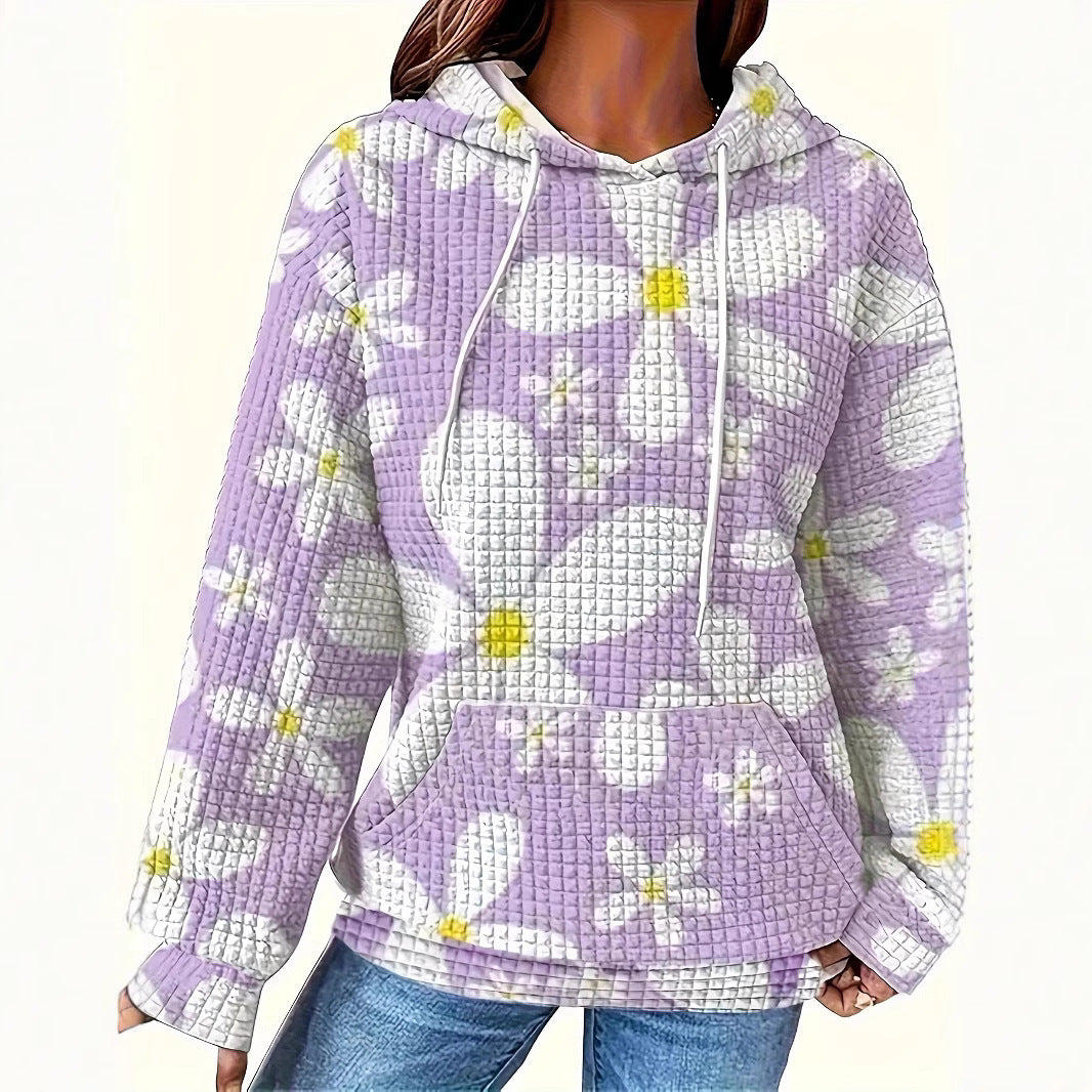 Women's hoodie with embossed floral pattern and comfortable fit Lune London