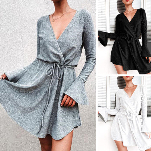 Women's wrap dress with an elegant V-neckline and wide sleeves Lune London