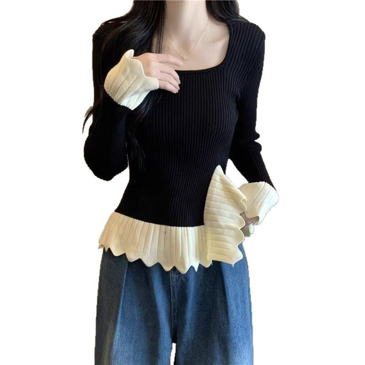 Pull en tricot côtelé à la mode pour femmes avec ourlet asymétrique Chic & Stil