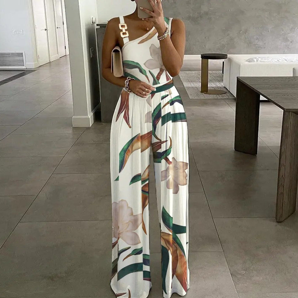 Women Floral Print Wide Leg Jumpsuit Lune London