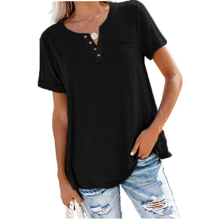 High quality women's t-shirt with button detail and relaxed fit Lune London