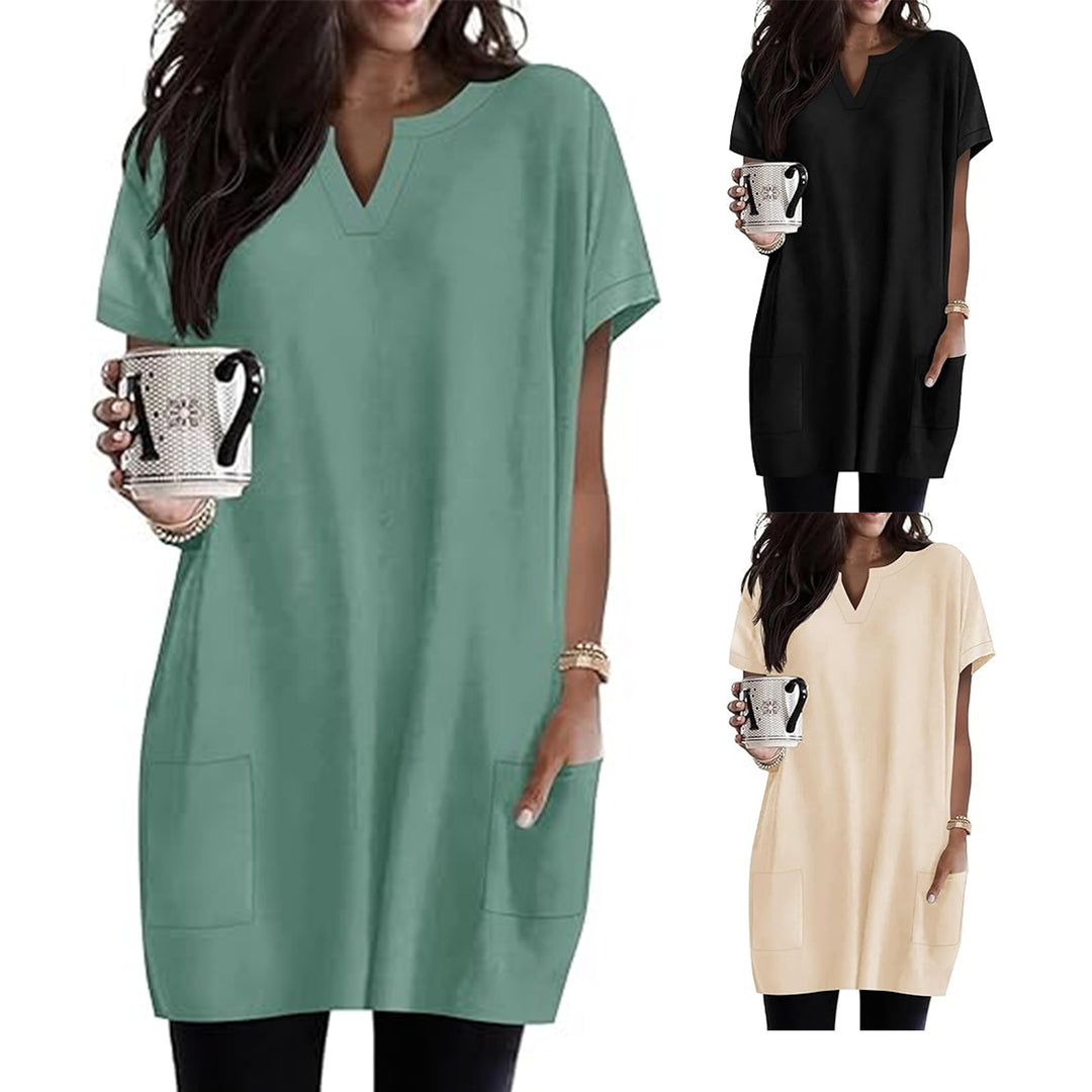 Robe tunique de loisirs pour femmes avec décolleté en V et poches Chic & Stil