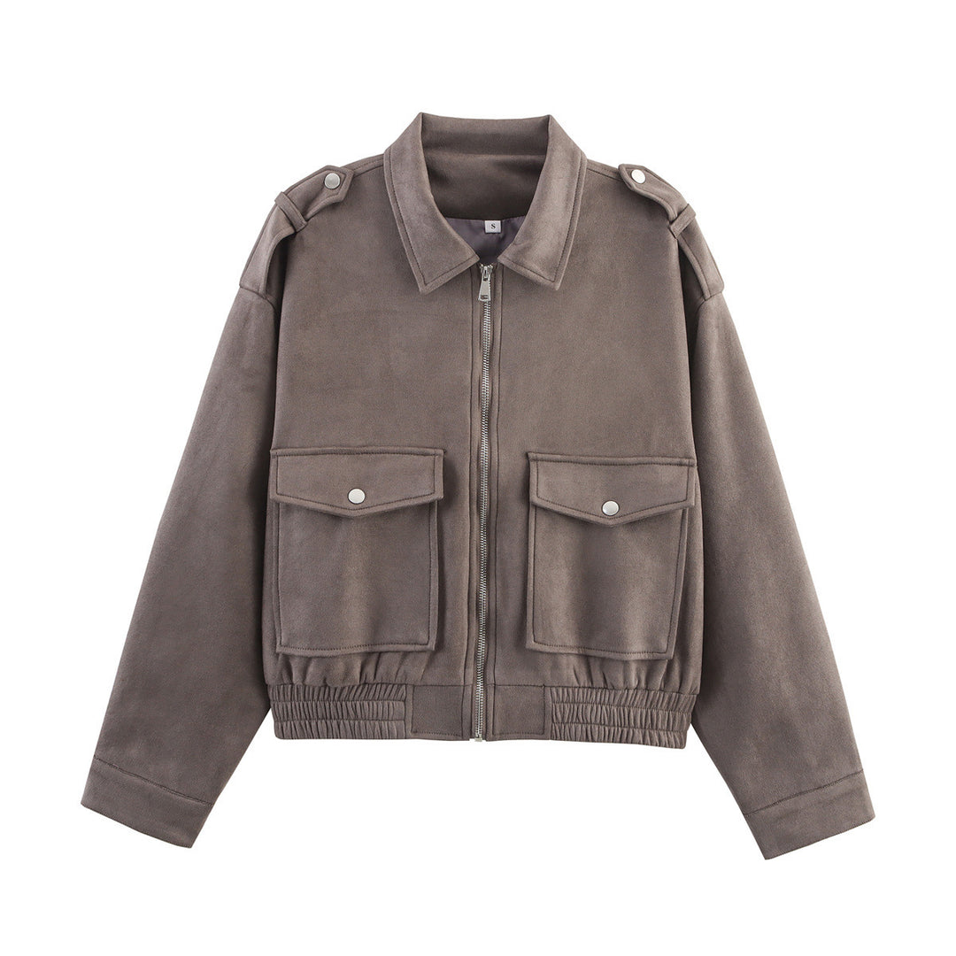 Fashion women's utility jacket with practical flap pockets and high collar Lune London