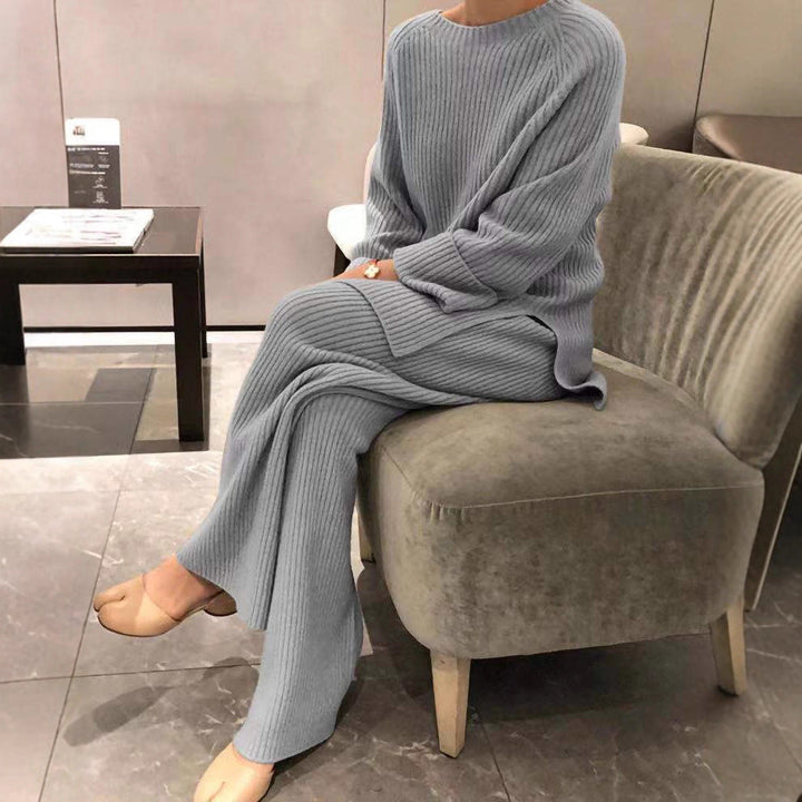Ladies Comfortable Knit Suit In Modern Rib Design Lune London