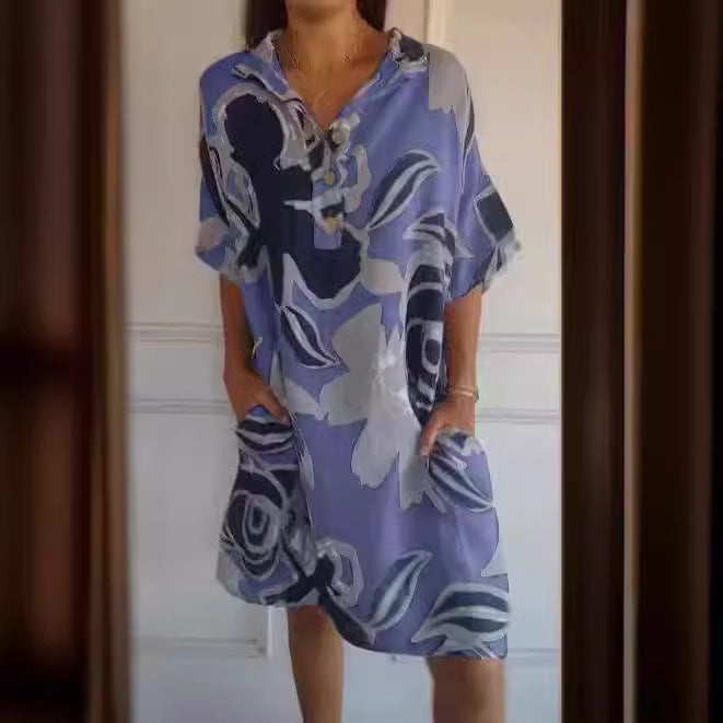 Aerial beach dress for women with trendy pattern and side pockets Lune London