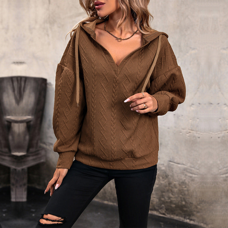 Women's sweater with hood and textured design Lune London