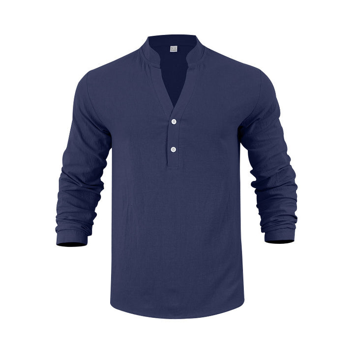 Trendy long sleeve Henley shirt for men with textured design Lune London