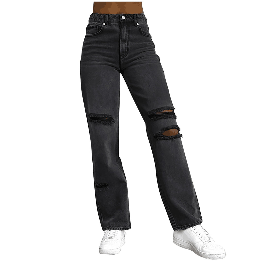 Women's fashionable destroyed jeans in a casual cut with high pockets and unique details Lune London