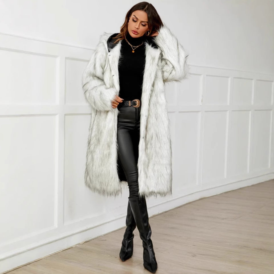 Faux fur coat for women with hood and soft lining Lune London