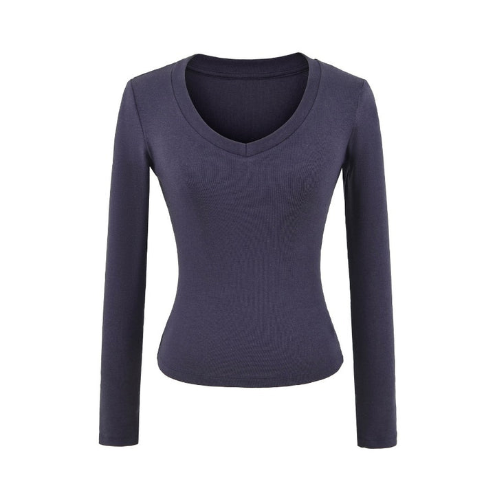 Long sleeve V-neck fitted women's T-shirt Lune London