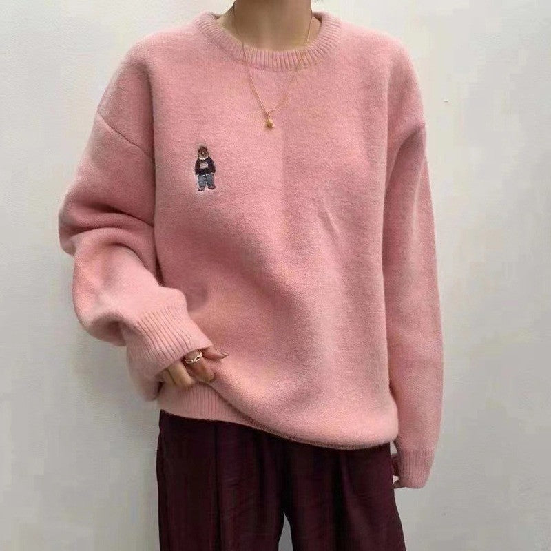 Ladies basic comfortable sweater with cute embroidered pattern Lune London