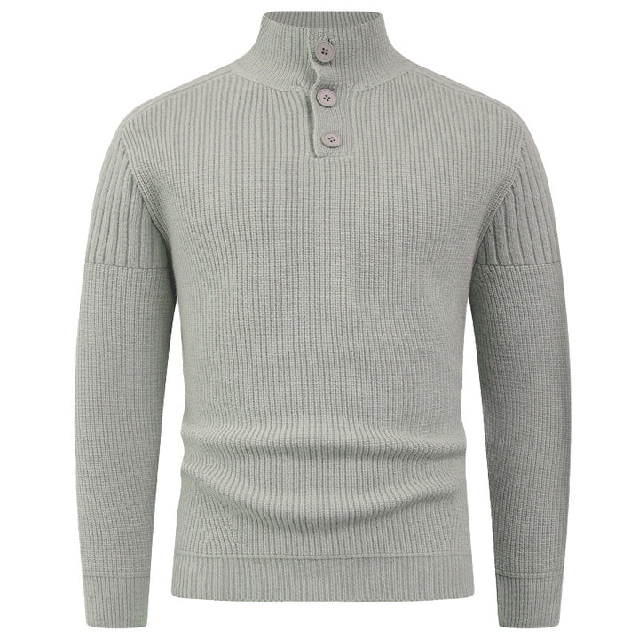 Men's knitted sweater with high collar and button details Lune London