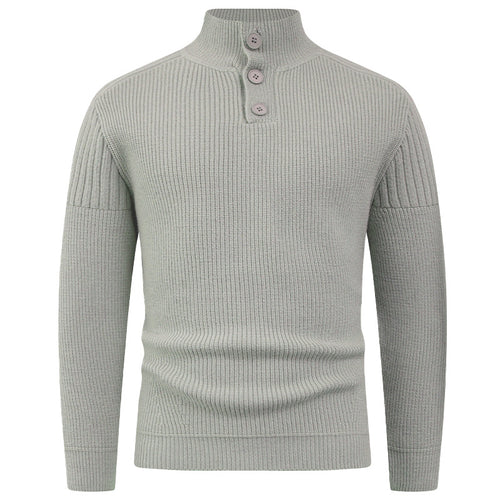 Men's knitted sweater with high collar and button details Lune London